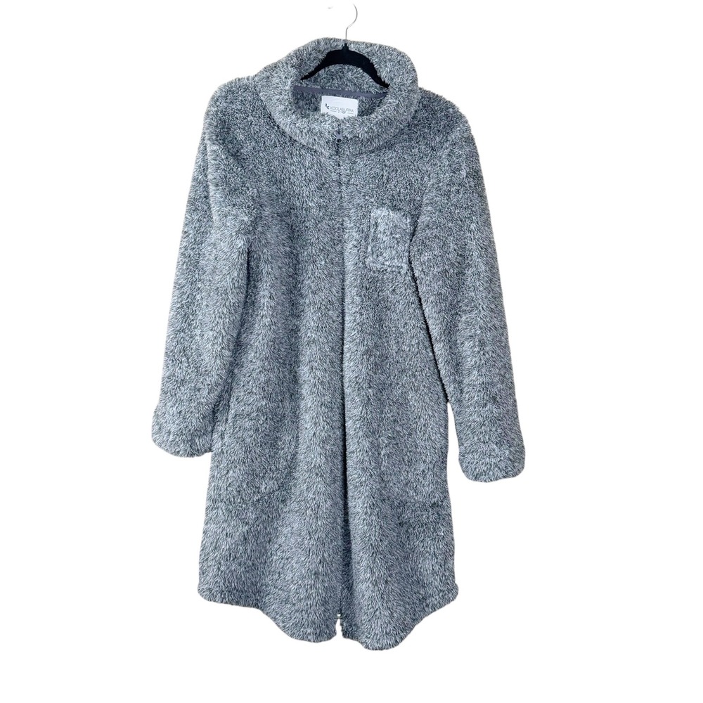 Koolaburra by Ugg Long Fuzzy Jacket Women's Medium Gray Sherpa Coat Zip Front